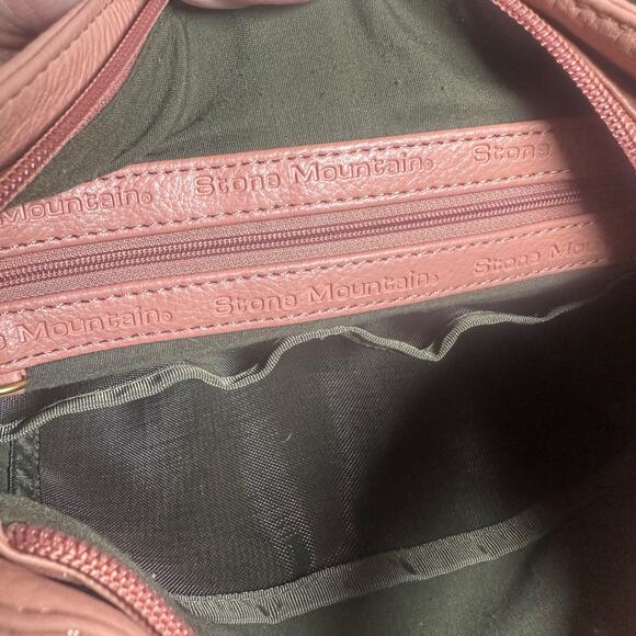 Stone Mountain Pink Leather Shoulder Bag Hobo Purse with Pockets - Picture 14 of 15